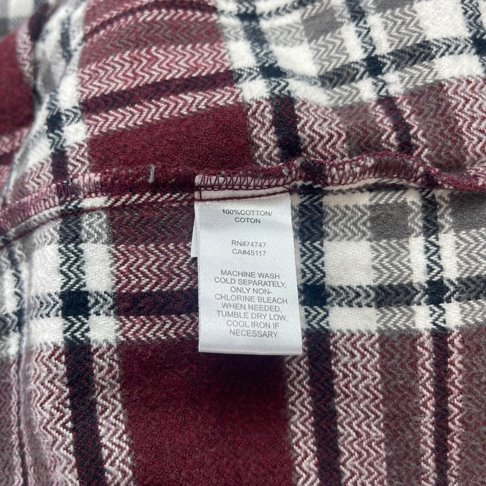 Natural Reflections‎ Women's Plaid Flannel Shirt Burgundy 100% Cotton Cabincore - Picture 12 of 13